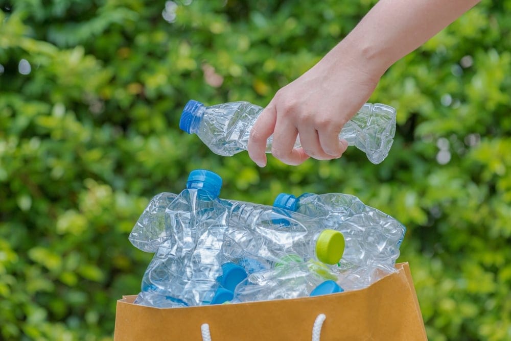 Bottles of plastic water. 