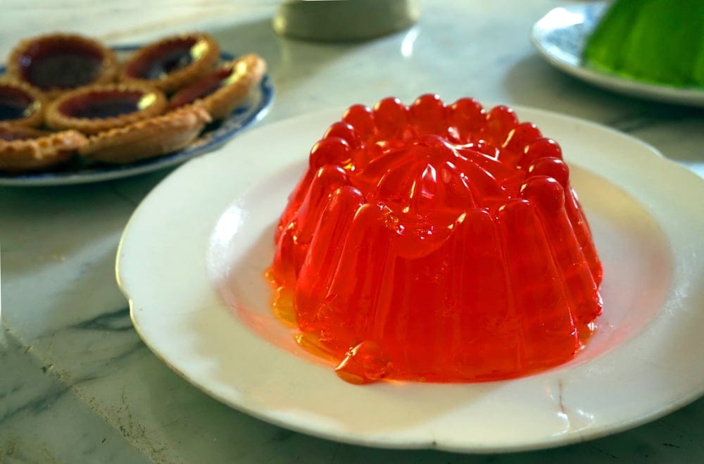 A mold of red jello.
