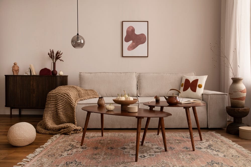 Neutral tones in a living room.