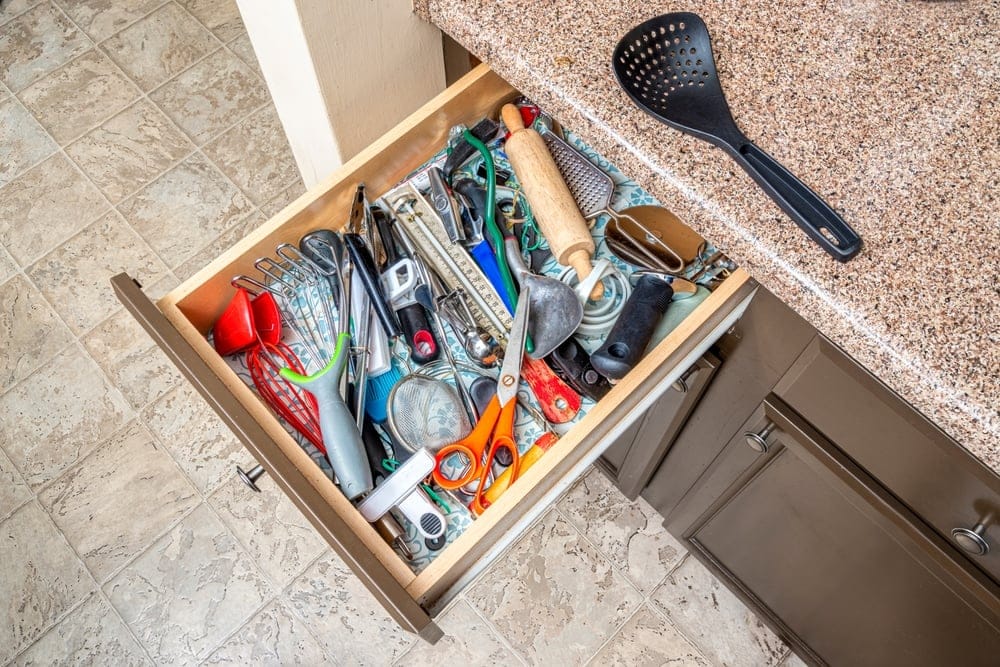 Tools in a kitchen drawer.
