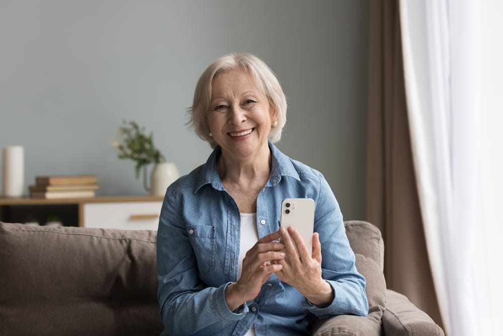 Older woman confident with herself.