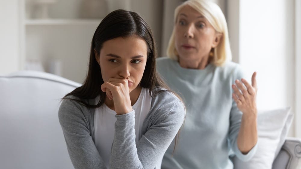 Angry mother with her daughter.