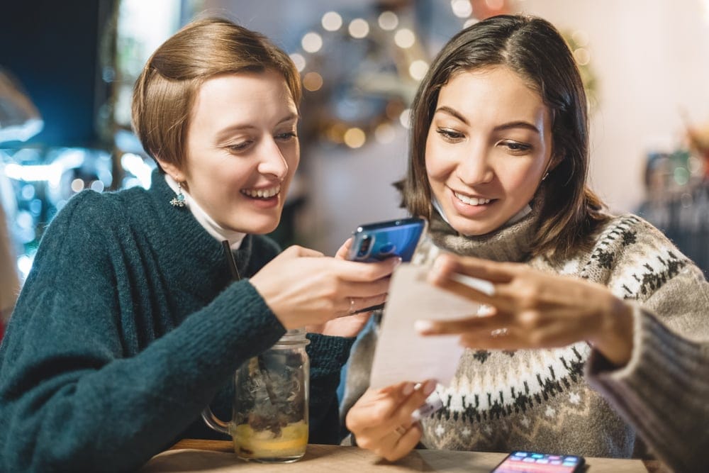 Two female friends catching up.