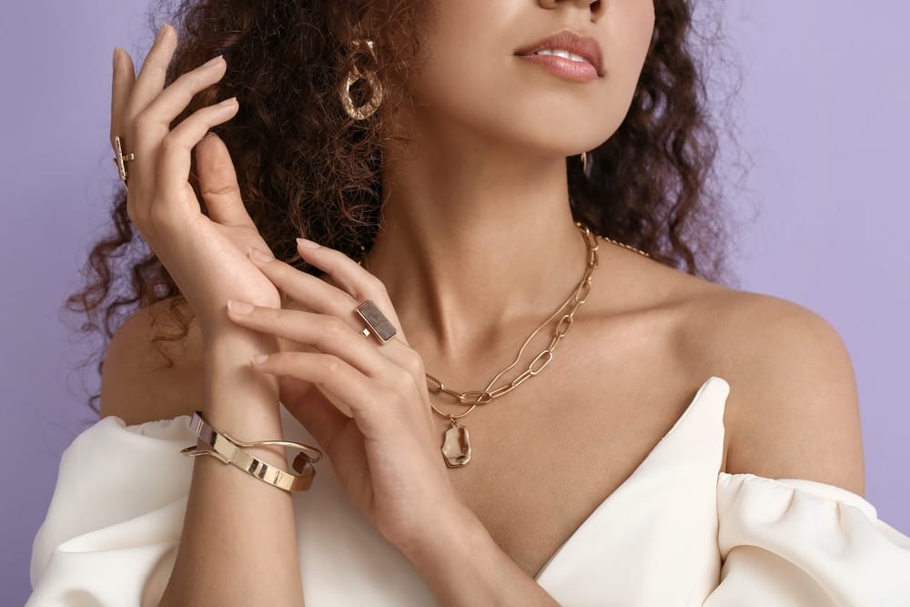 Woman with expensive jewelry.