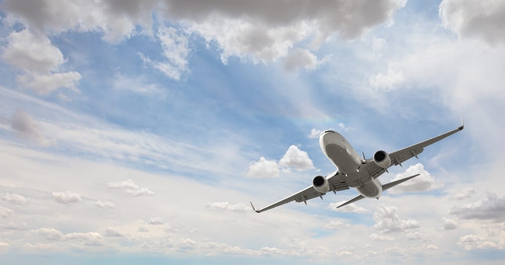 Airplane in the clouds.