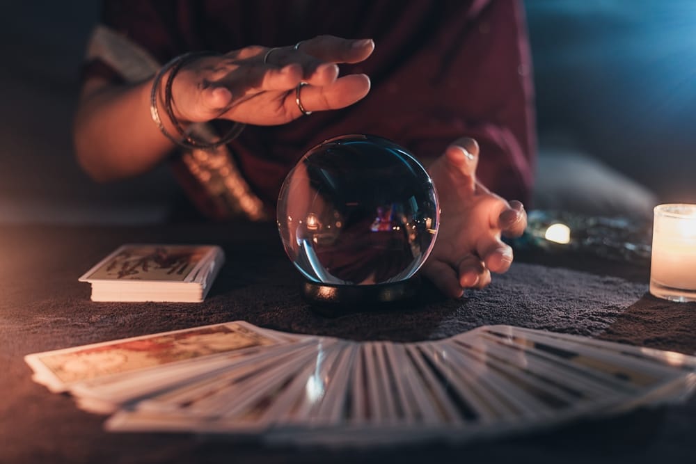 Fortune teller with crystal ball.