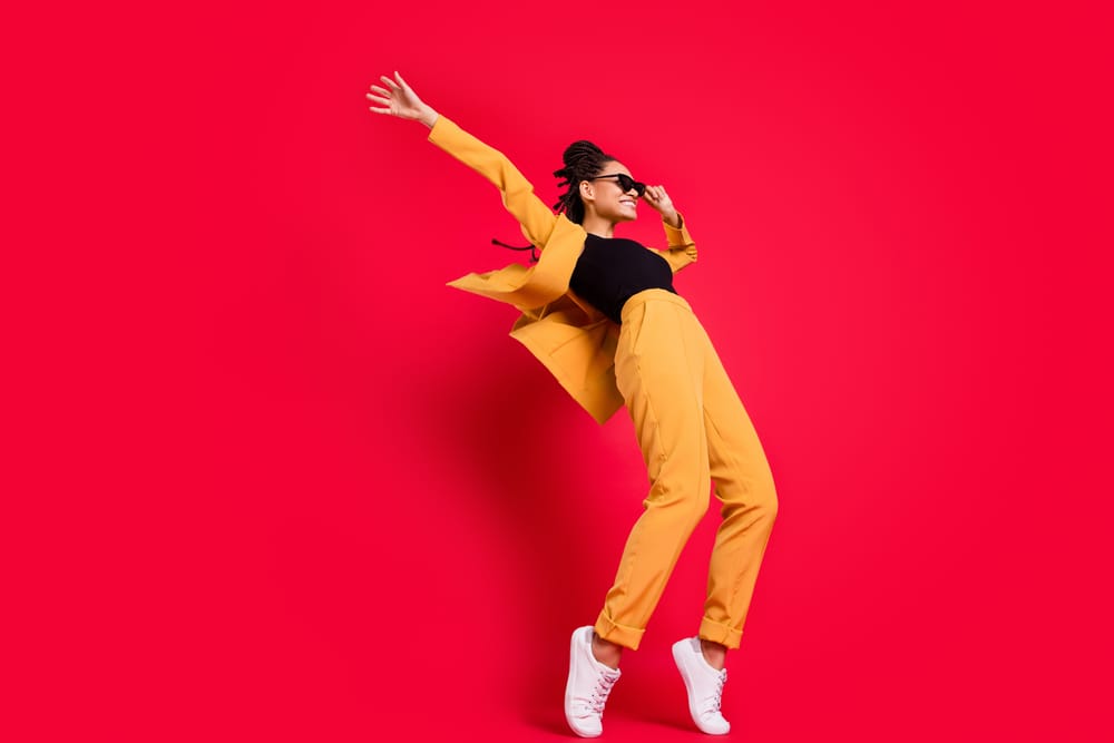 Woman dancing on her own.