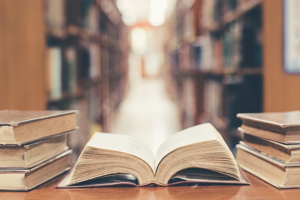 Book in a library.