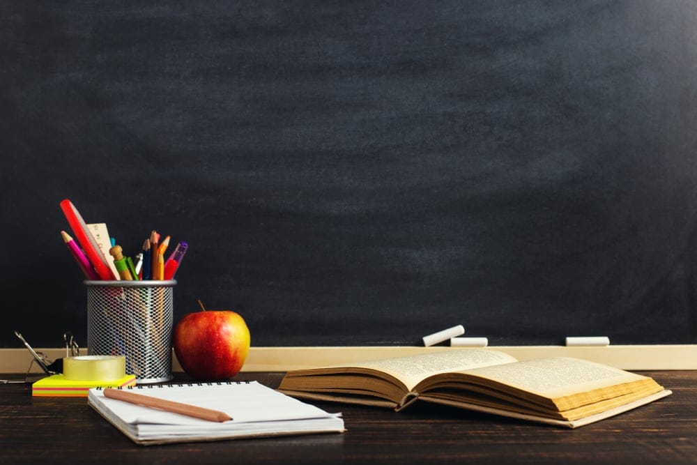 Apple on a desk.