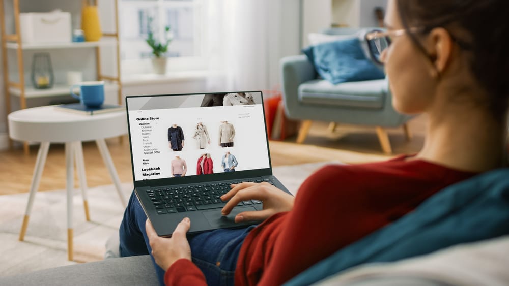 Woman sitting on her computer.