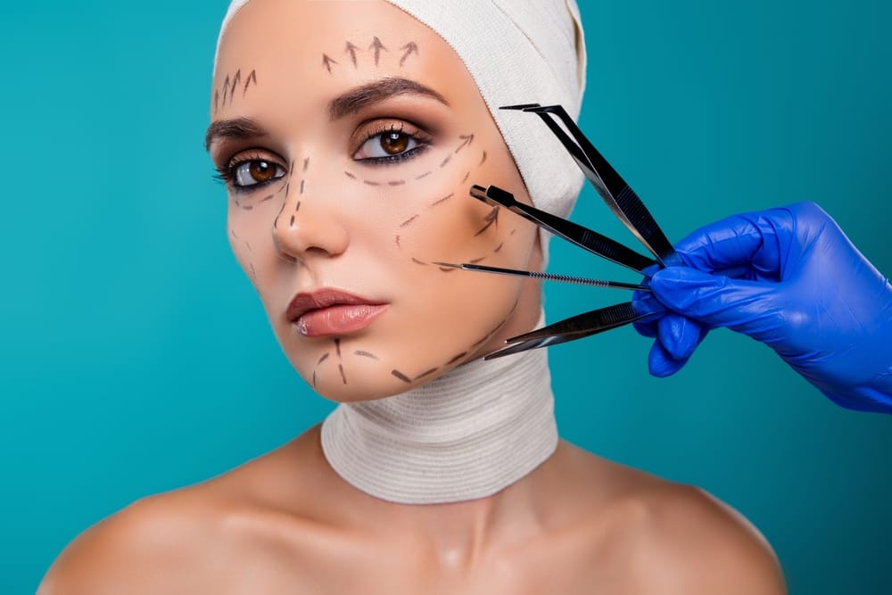 Woman having plastic surgery.