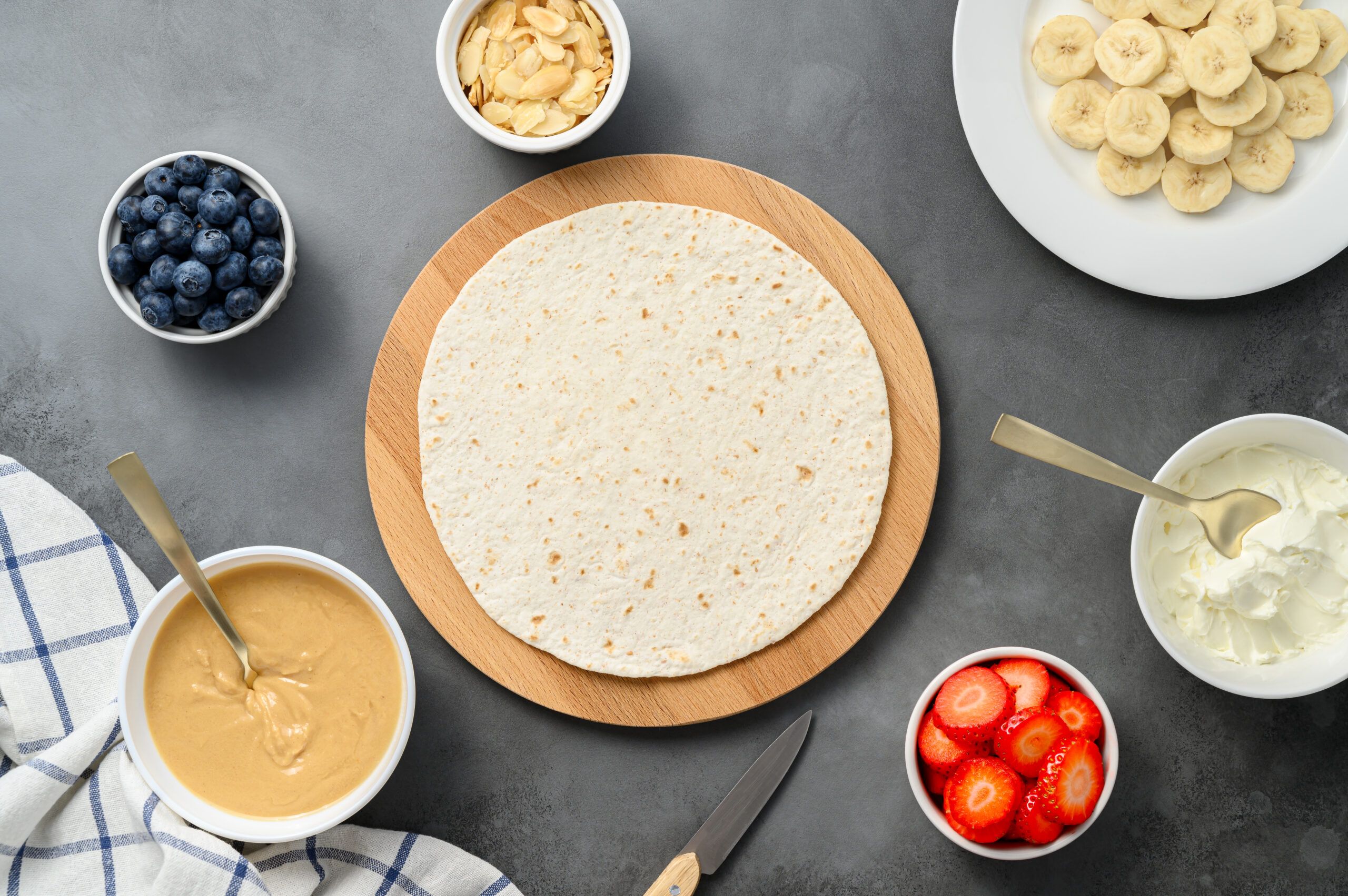 Peanut butter and banana quesadilla.
