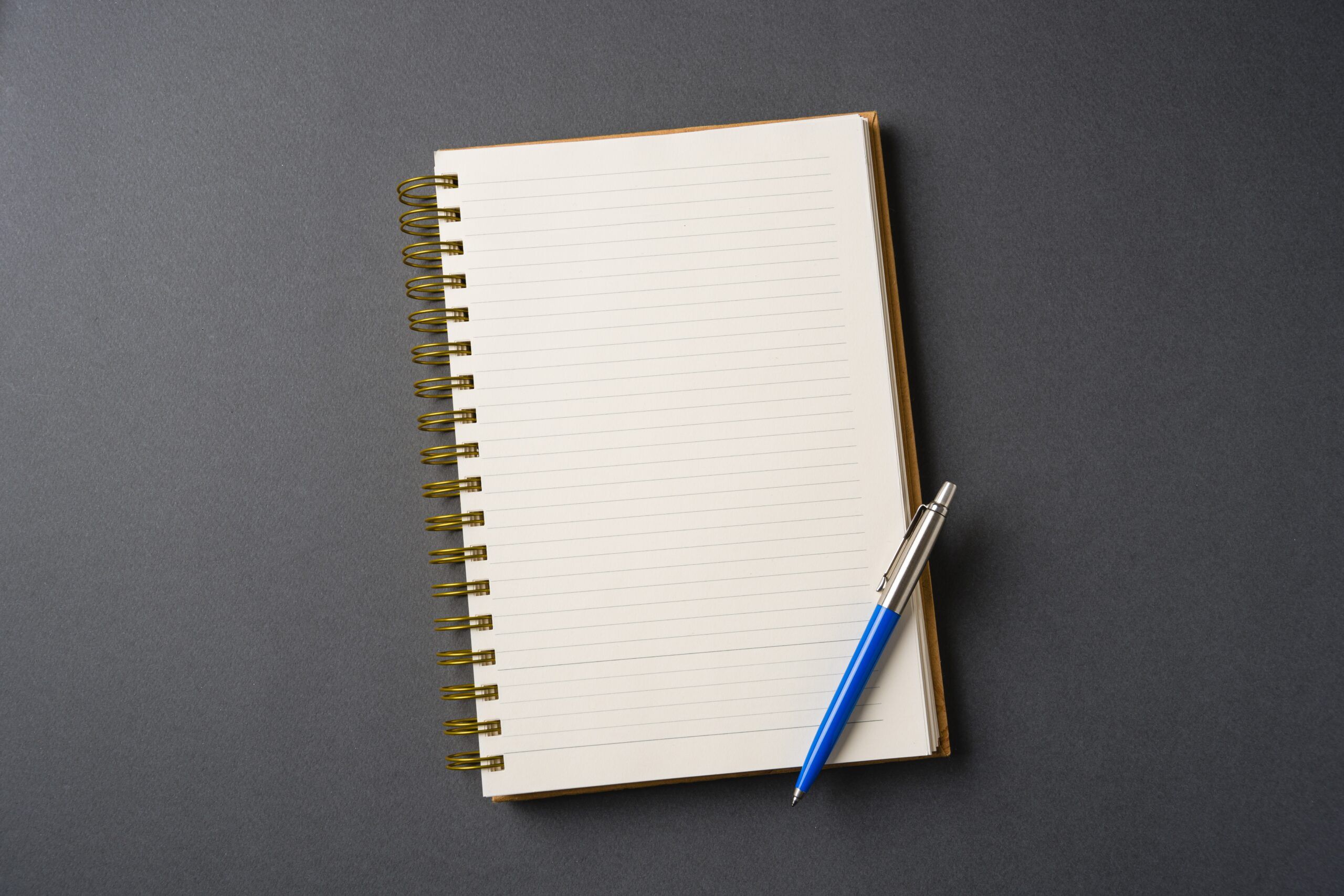 A notebook and pen.