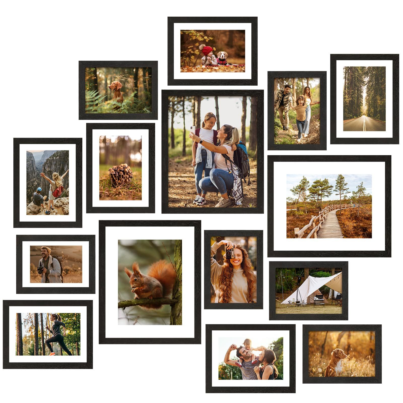 Picture frames on a wall.