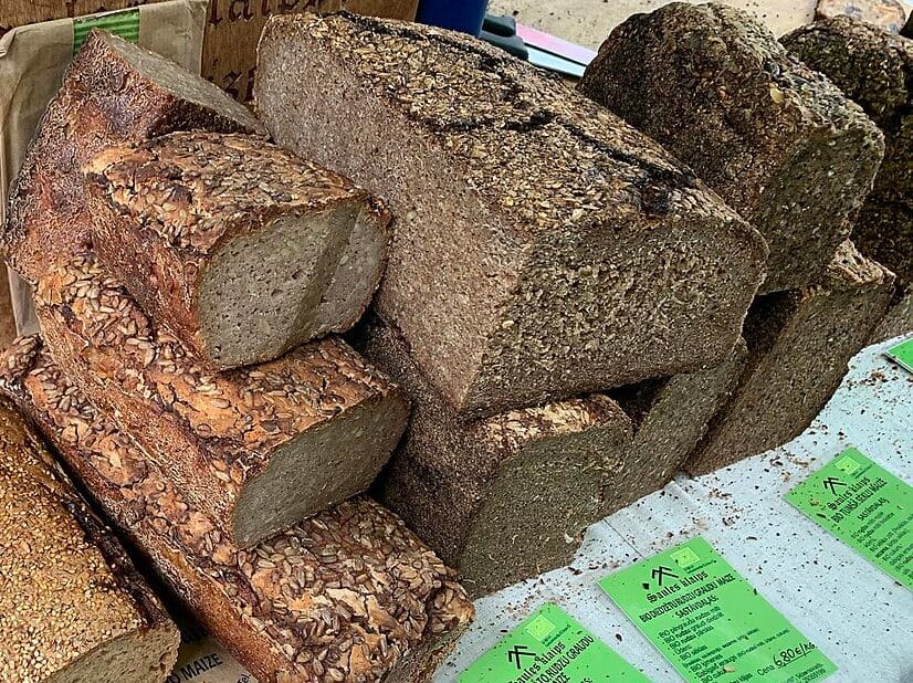 Rye bread at a market.