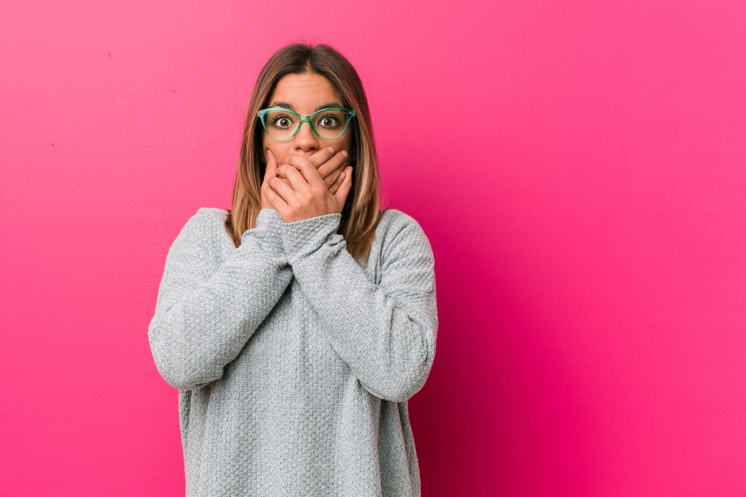 Woman looking shocked or scared