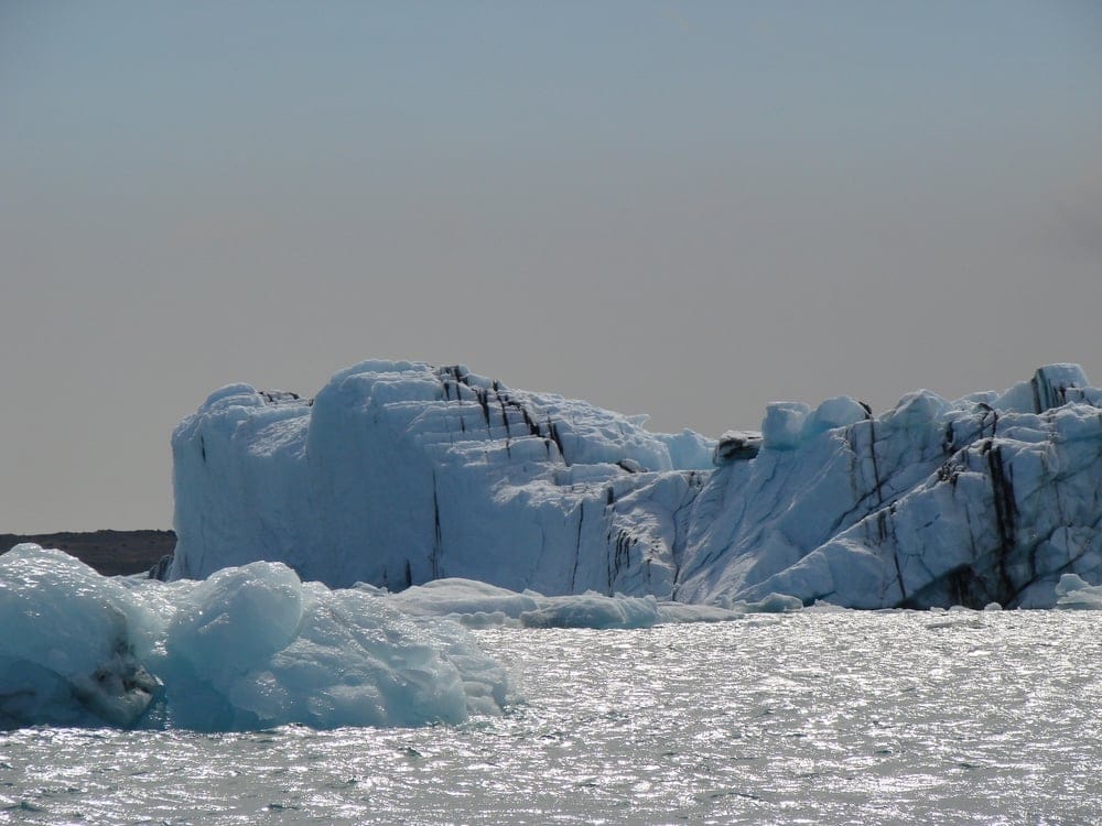 A large glacier. The Arctic Ocean.
