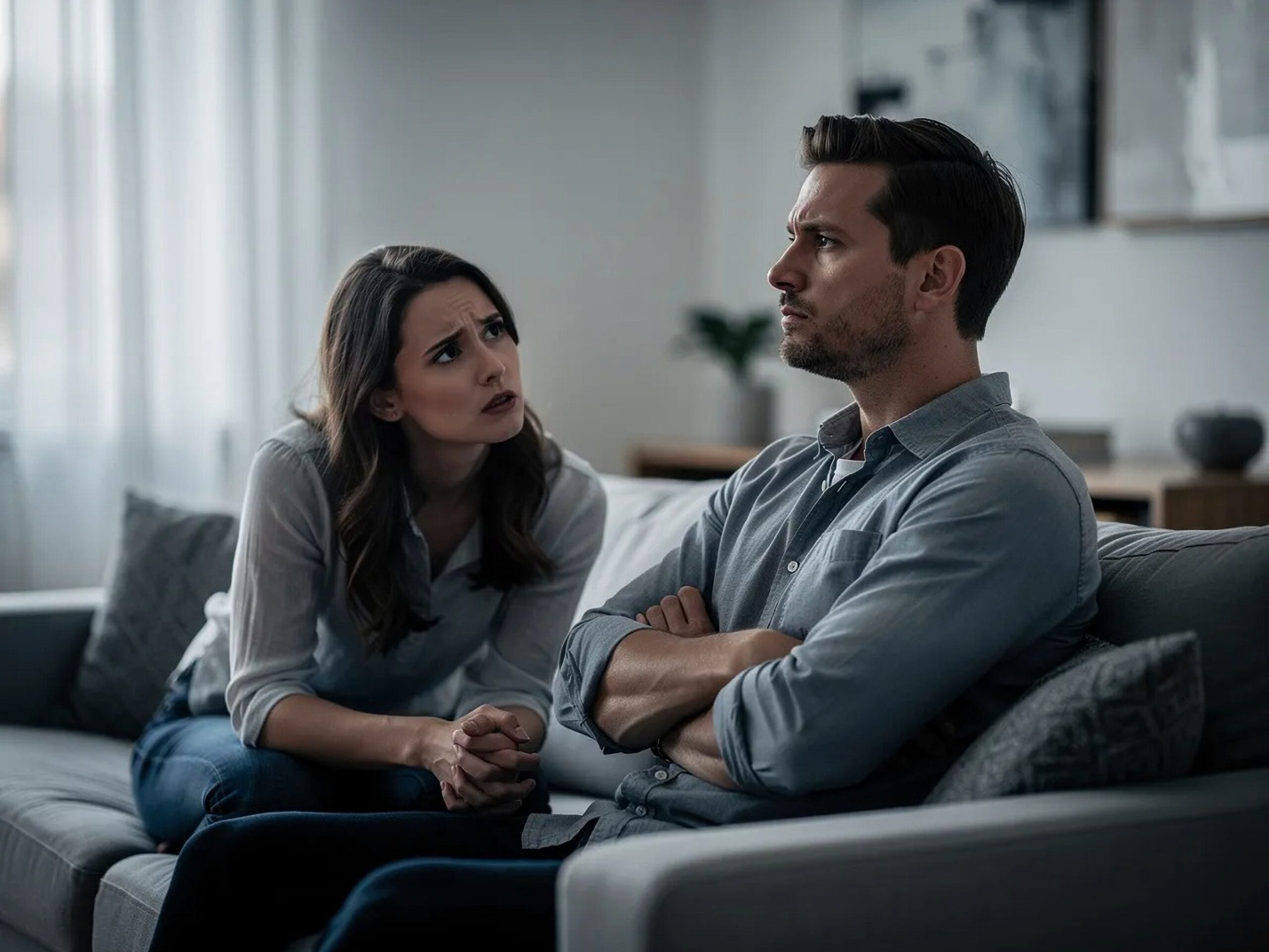 Man giving woman the silent treatment.