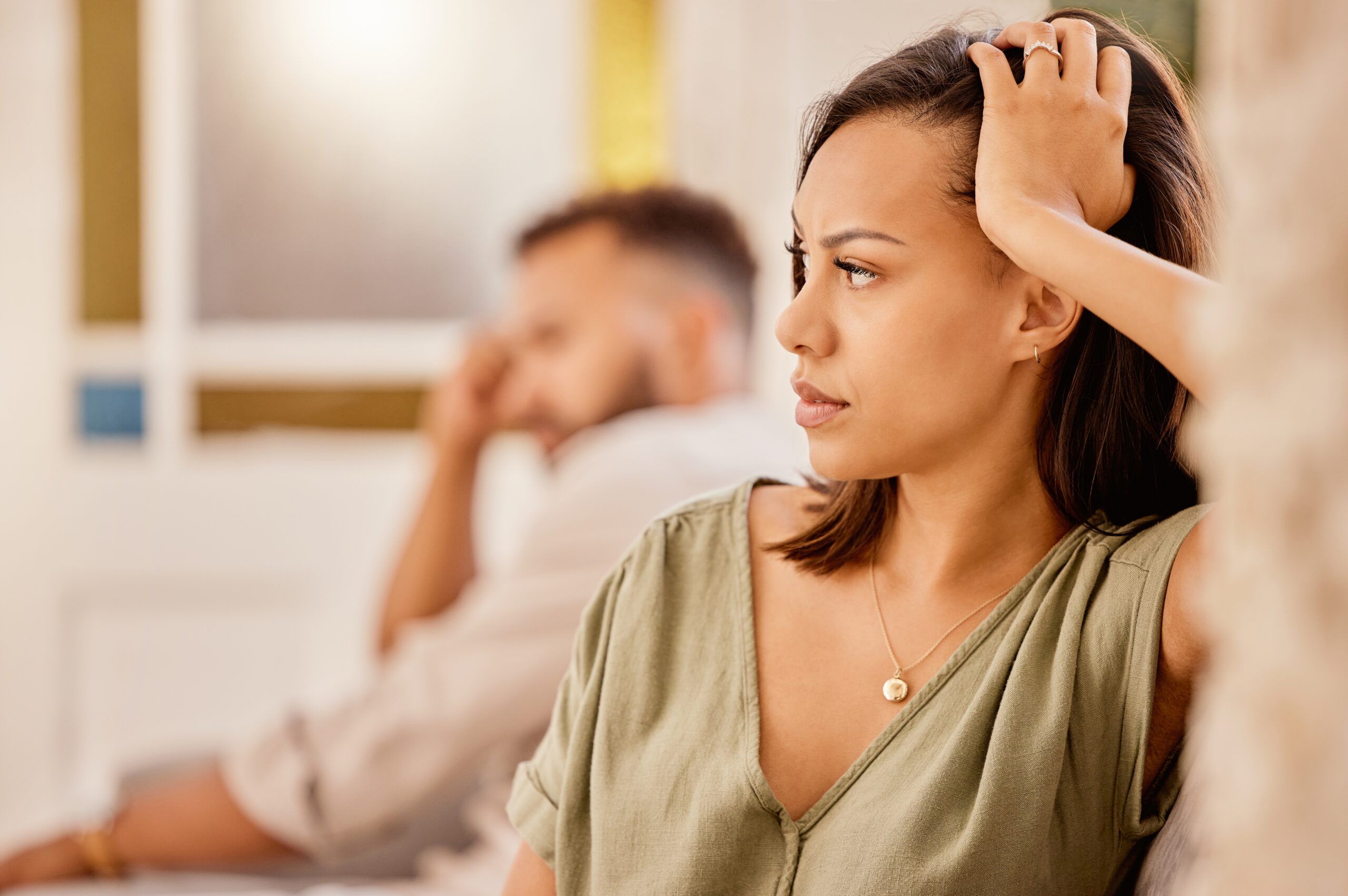A woman feeling emotionally checked out from her husband.