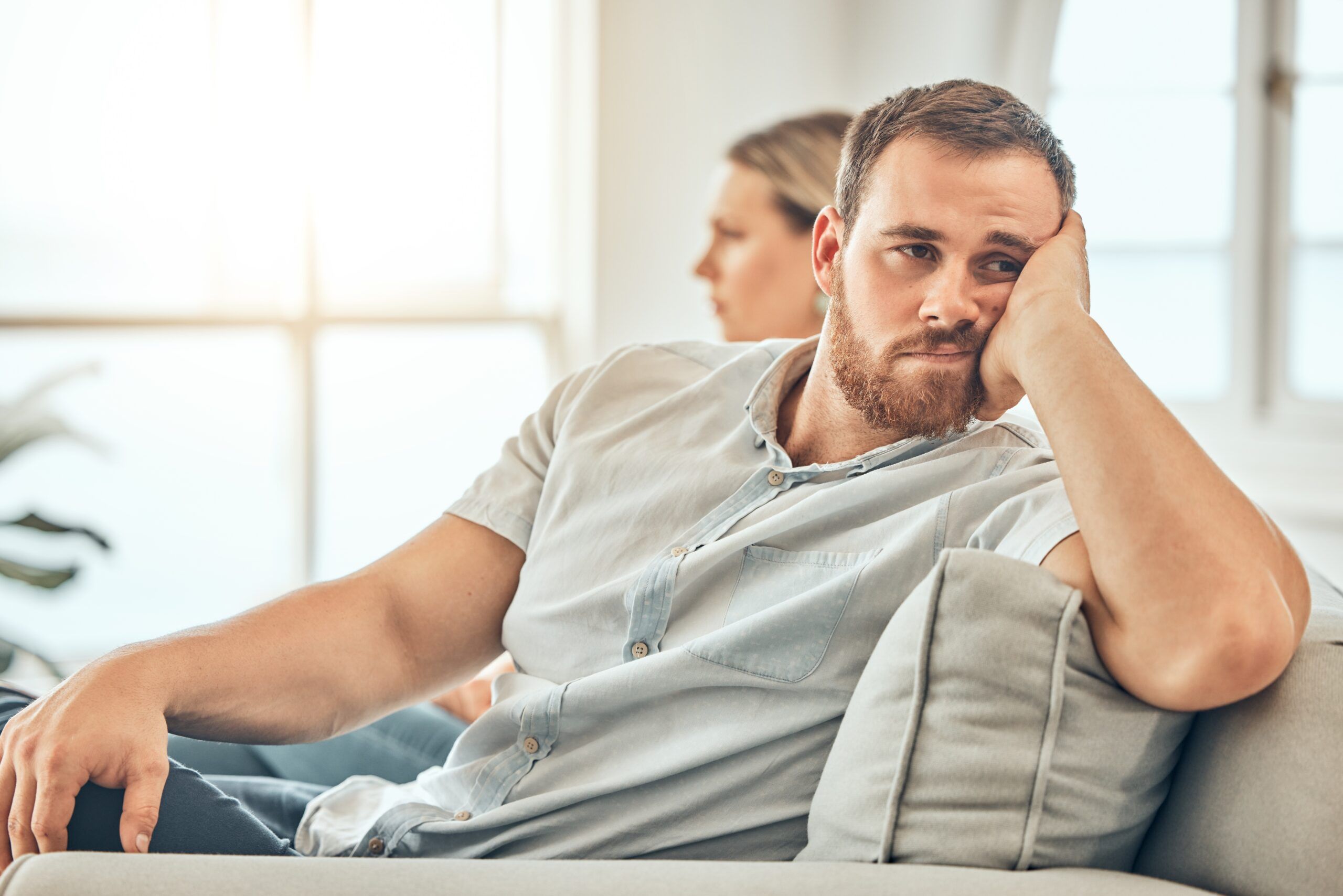 An unsatisfied couple in at home.