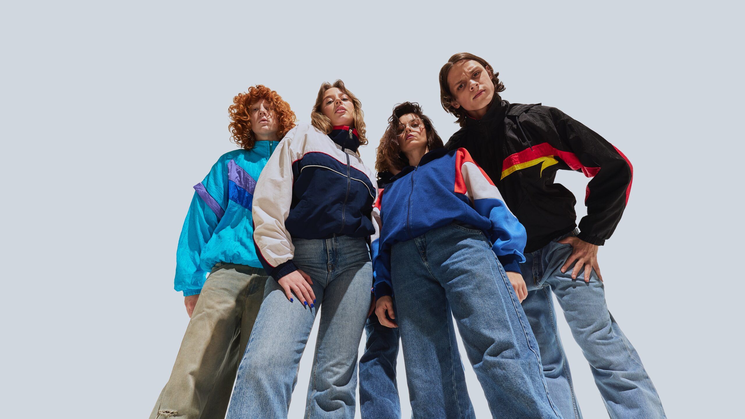 A group of 1980s teenagers wearing denim.