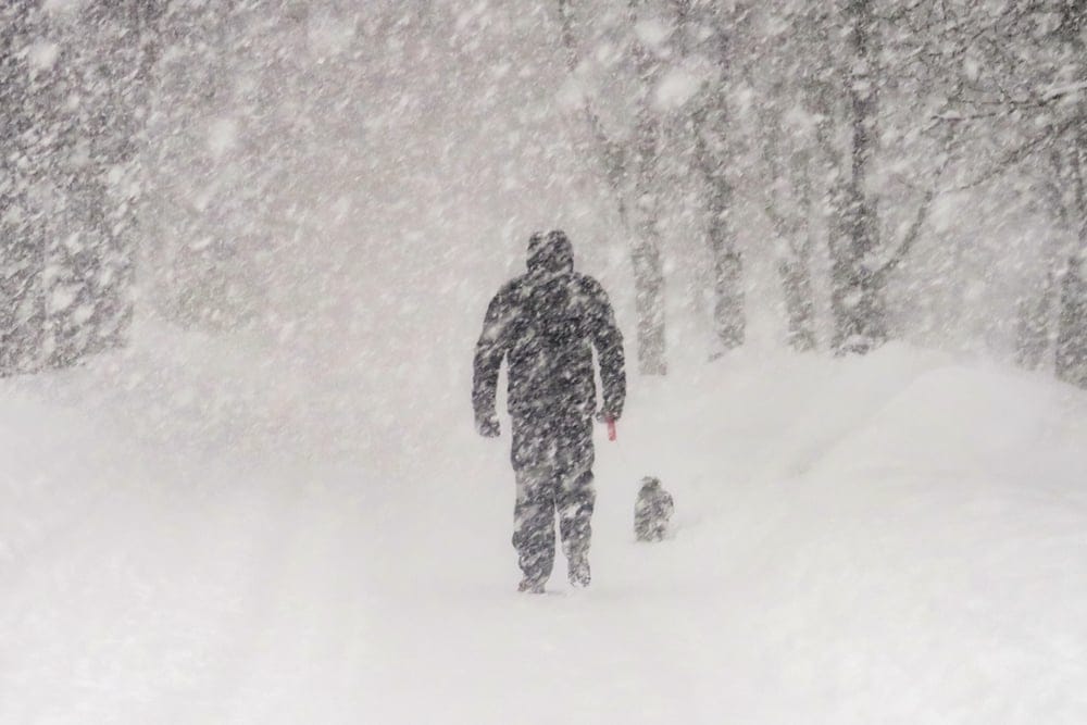 Man in a snowstorm