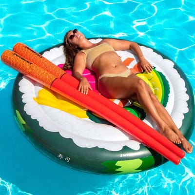 This Giant Inflatable Sushi Roll Pool Float Comes With Its Own Chopstick Doodles