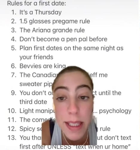 TikToker’s Rules For A First Date: Only On Thursdays & Booze Before