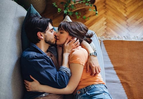 Loving Couple Sharing A Romantic Moment At Home