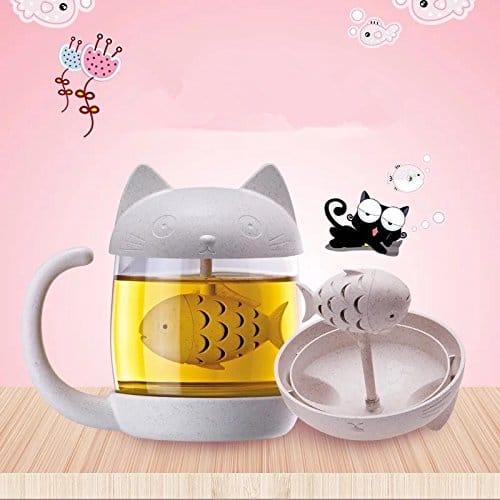 This Adorable Cat Mug Comes With A Fish-Shaped Tea Infuser