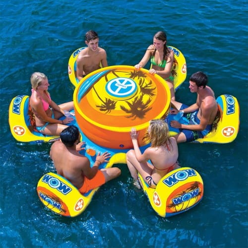 This Inflatable Table And Chairs Set Comes With Its Own Cooler And Drink Holders