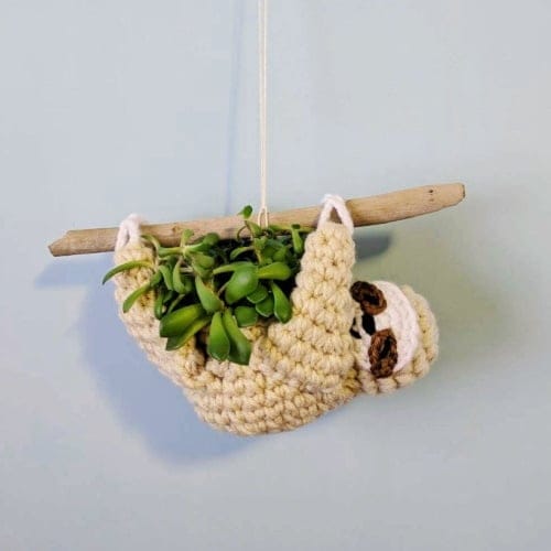 This Crocheted Sloth Planter Makes Displaying Your Plants So Much Cuter