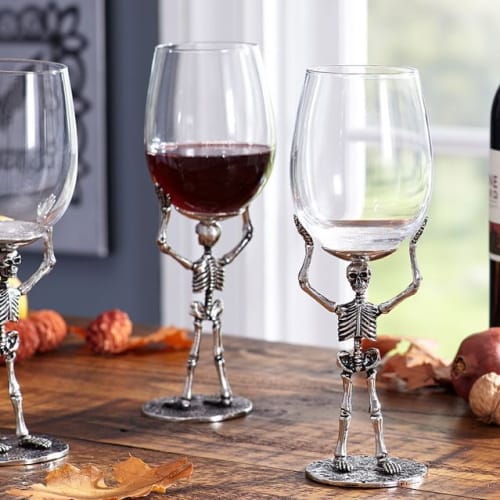 Pottery Barn Is Selling Skeleton Wine Glasses For Halloween And They’re Super Spooky