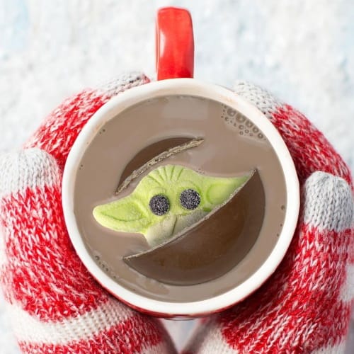 This Hot Cocoa Bomb Reveals An Adorable Baby Yoda Marshmallow When It Melts