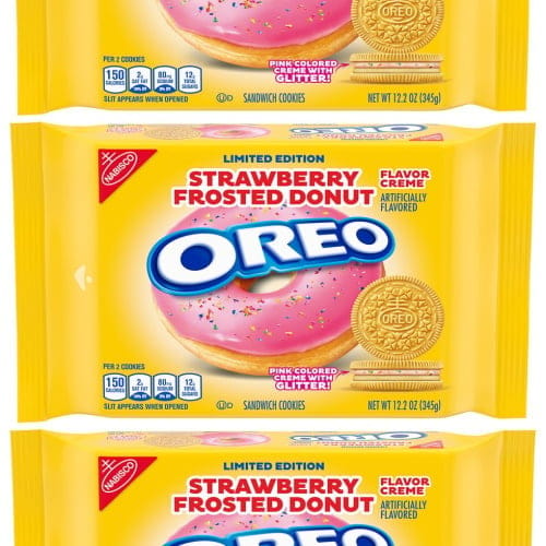 Oreo Has A New Strawberry Frosted Donut Flavor With Glittery Pink Creme In The Center
