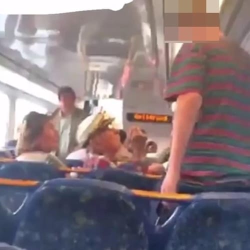 Aggressive Teen Who Threatened To Assault Elderly Man On Packed Train Cowers When Confronted By Fellow Passengers