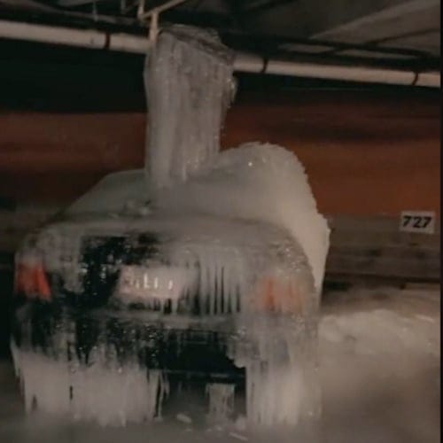 Unlucky Texas Woman Discovers Her Car Frozen In A Solid Block Of Ice After Pipe Above It Burst