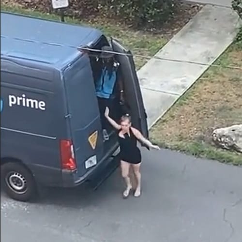 Amazon Driver Fired After He’s Caught On Camera With Woman Leaving His Van