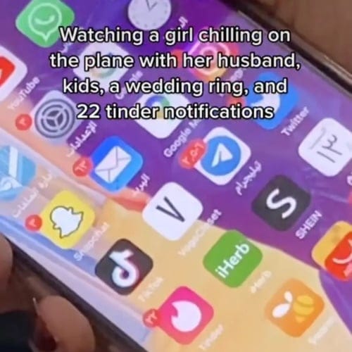 Married Woman Busted With 22 Tinder Messages On Plane