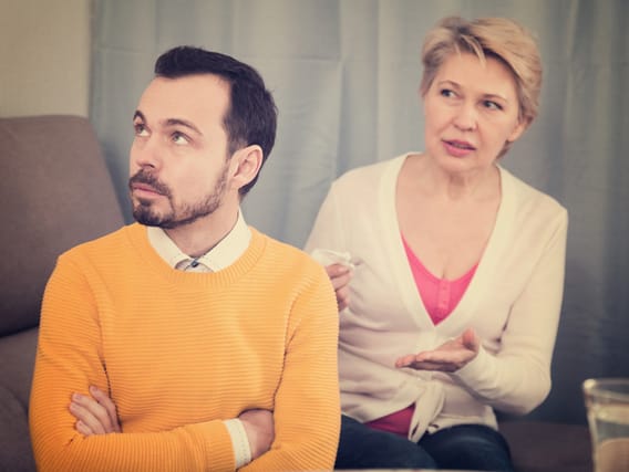 Mature mother and son quarrel and find out relationship