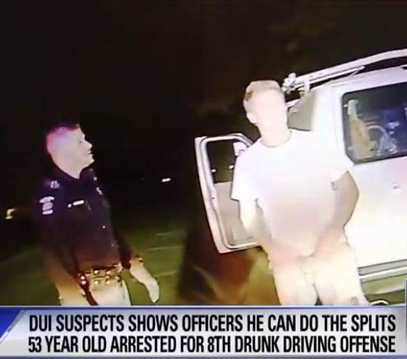 Drunk Guy Pulled Over For 8th DUI Does The Splits During Sobriety Test