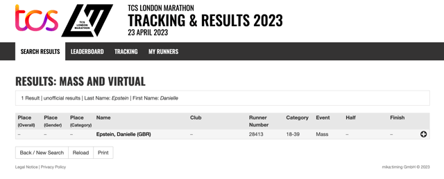 danielle epstein london marathon results