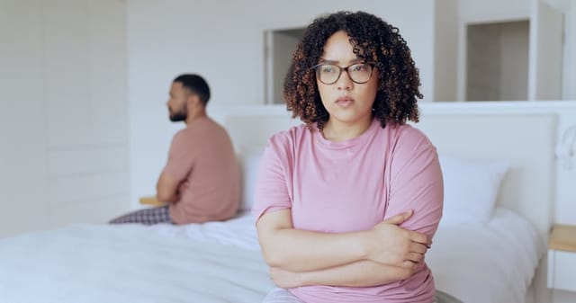 Man and woman fighting at home.
