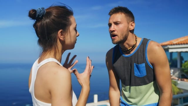 The couple that argues together stays together. Quarrel on vacation