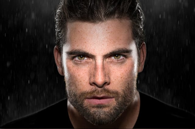 Man with intense eye contact.