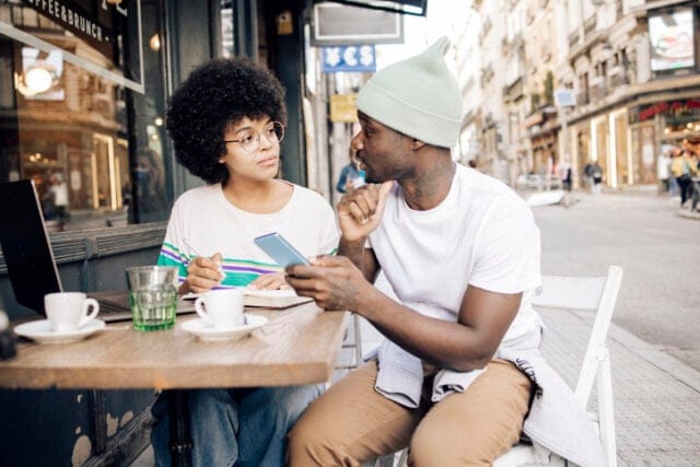 black couple at cafe