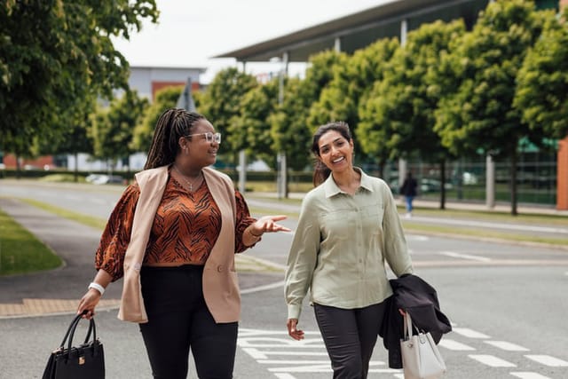 friends walking home from work
