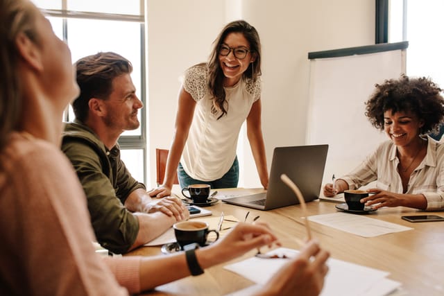 colleagues in a work meeting