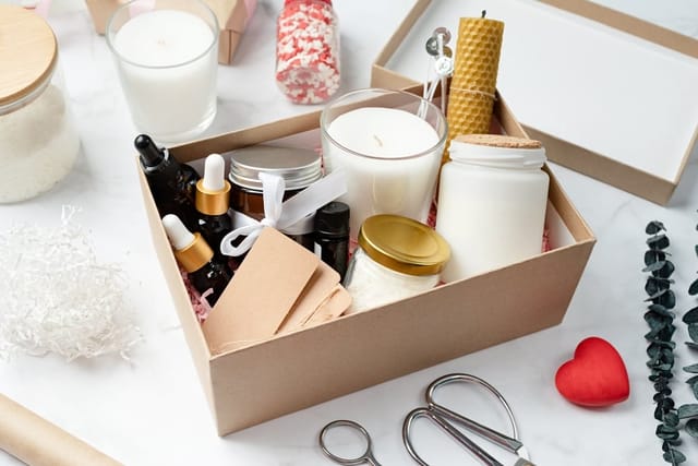 Gift box with a candle.