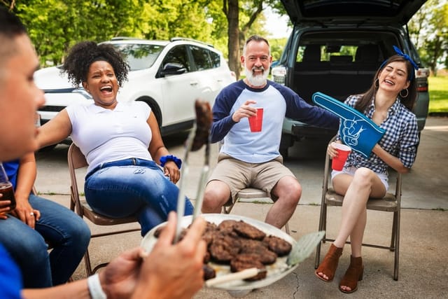 Friends at a BBQ.